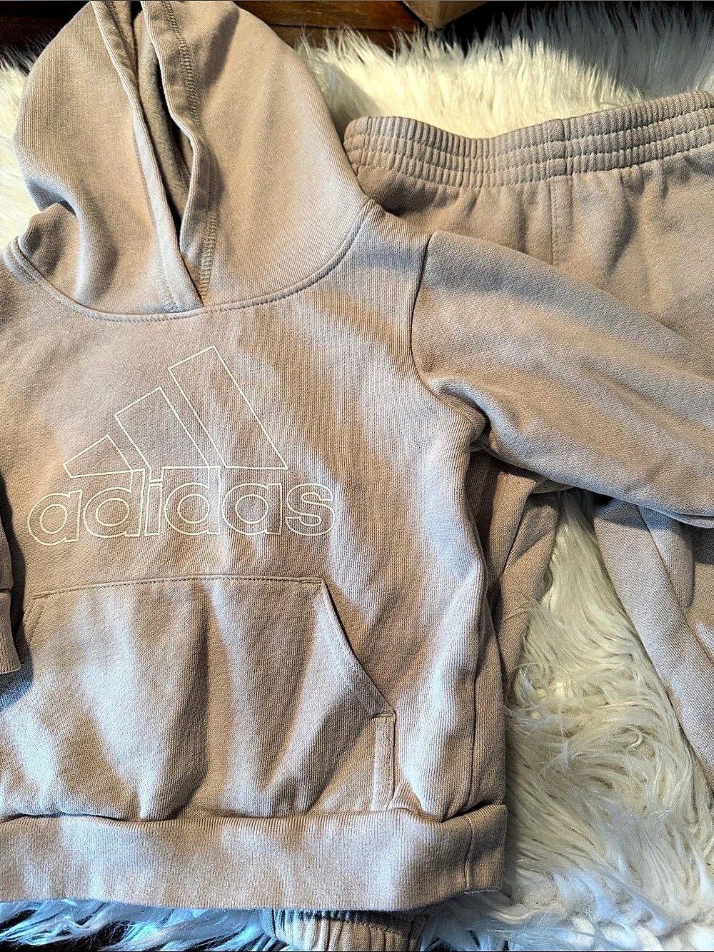 adidas Fleece Hoodie and Jogger Set Baby 12M Brown